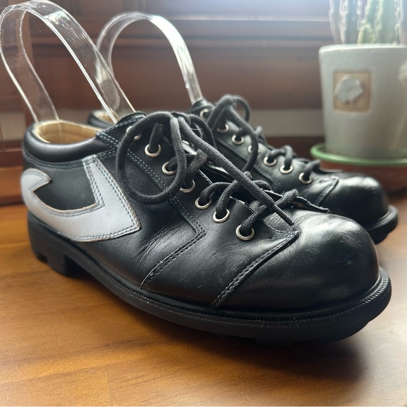 Fluevog EXCELLENT Angels Ivan vintage lace-up trainer black & light blue -W7/7.5 - Picture 2 of 16